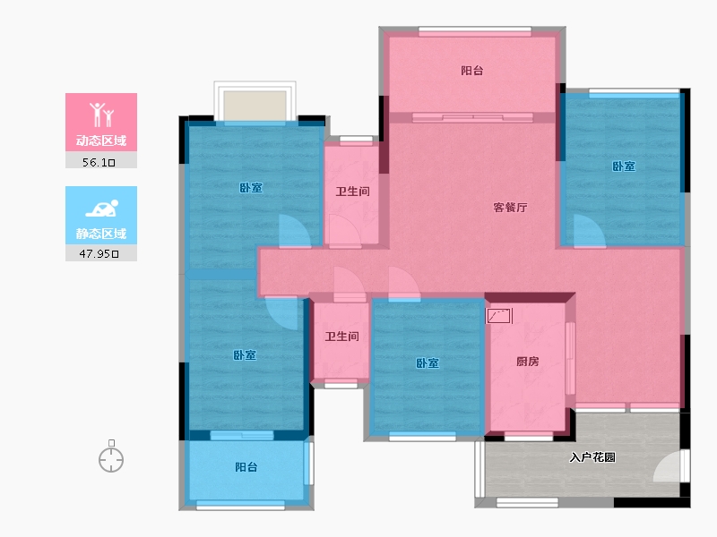 四川省-南充市-仁和逸居-100.48-户型库-动静分区