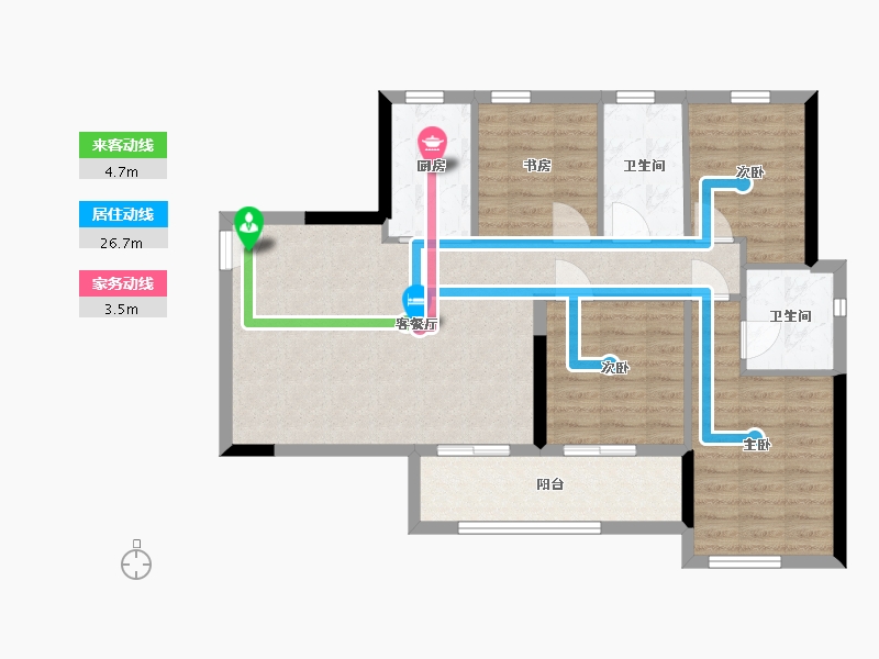 四川省-眉山市-海伦堡·三千樾一期-89.15-户型库-动静线