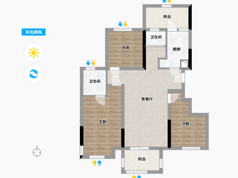 四川省-眉山市-中粮·天府智慧城-81.25-户型库-采光通风