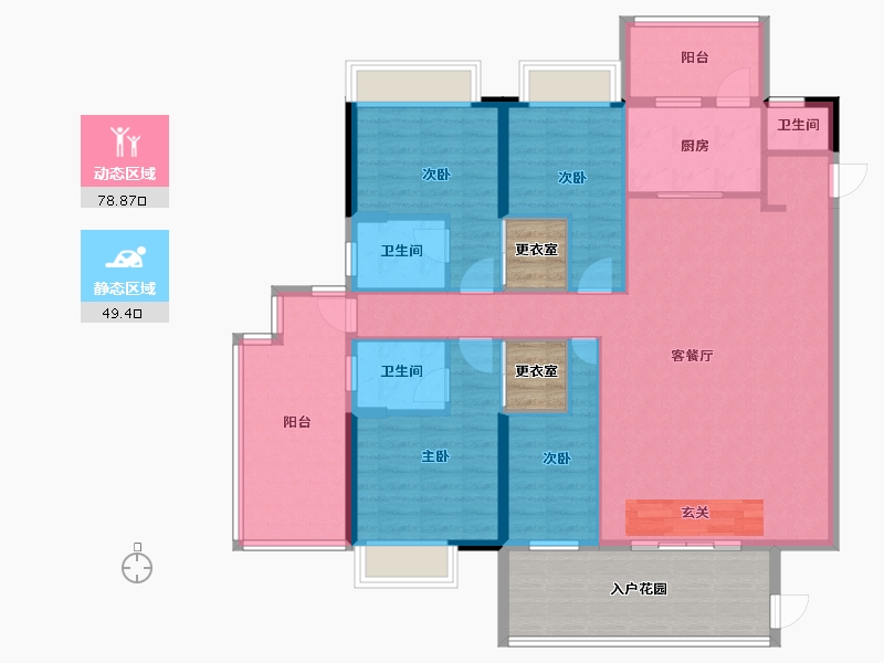 广东省-揭阳市-紫麟华府-132.57-户型库-动静分区