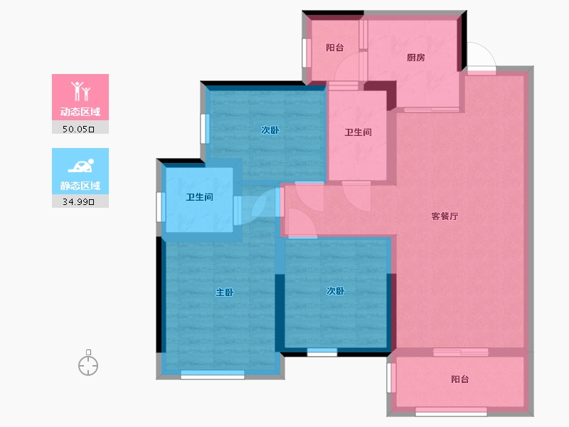 四川省-眉山市-海伦堡·三千樾一期-74.92-户型库-动静分区