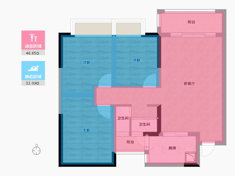 四川省-绵阳市-兴发铂金公馆-68.84-户型库-动静分区