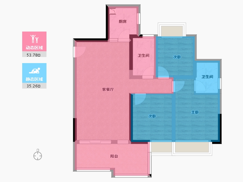 四川省-绵阳市-兴发铂金公馆-78.43-户型库-动静分区