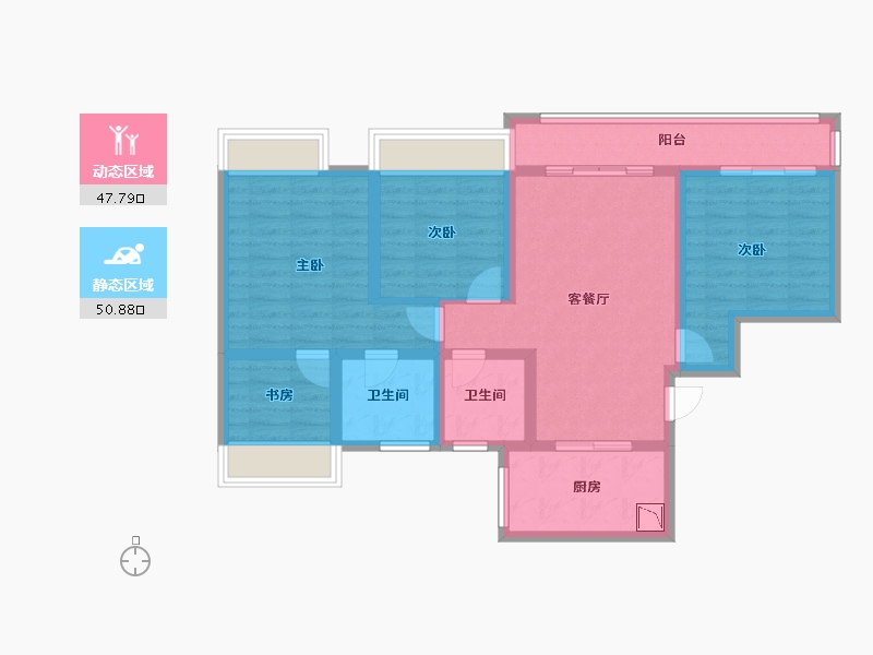 四川省-绵阳市-南城誉峰-86.59-户型库-动静分区