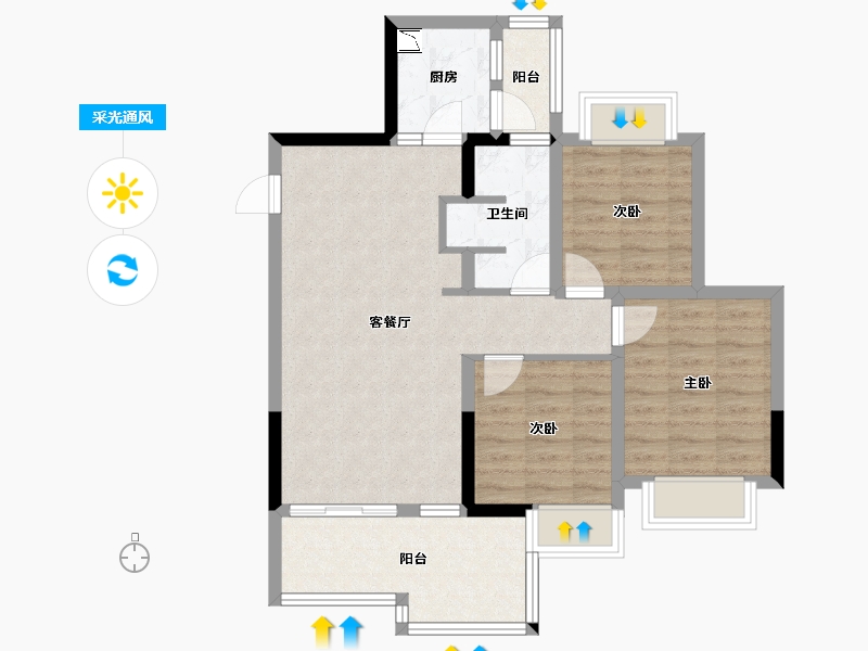 四川省-绵阳市-兴发铂金公馆-77.14-户型库-采光通风