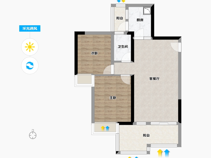 四川省-绵阳市-兴发铂金公馆-67.94-户型库-采光通风