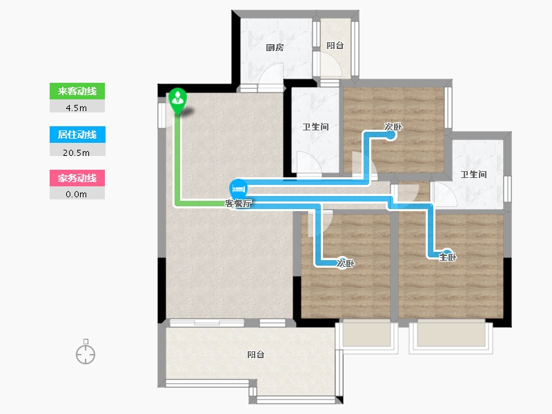 四川省-绵阳市-兴发铂金公馆-85.54-户型库-动静线