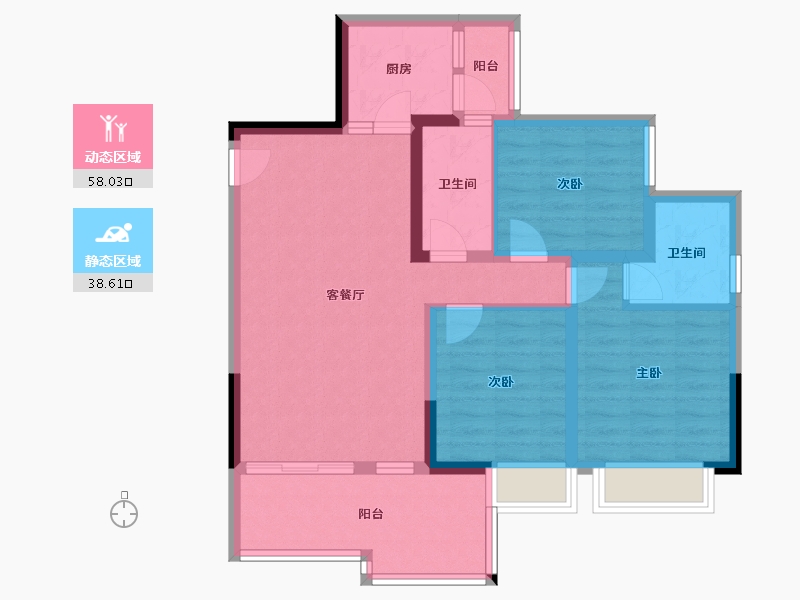 四川省-绵阳市-兴发铂金公馆-85.54-户型库-动静分区