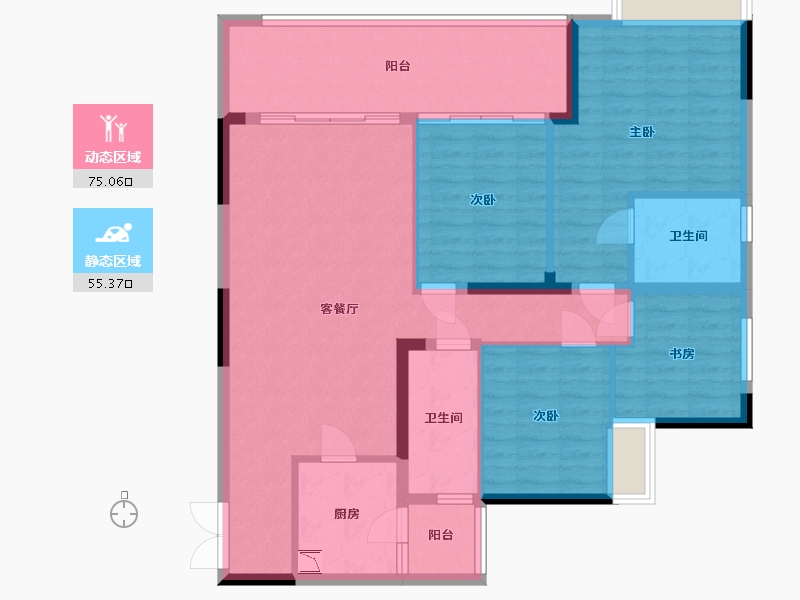 重庆-重庆市-金辉长江铭著-118.11-户型库-动静分区