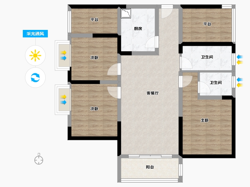 四川省-绵阳市-利奥观澜盛景-97.08-户型库-采光通风