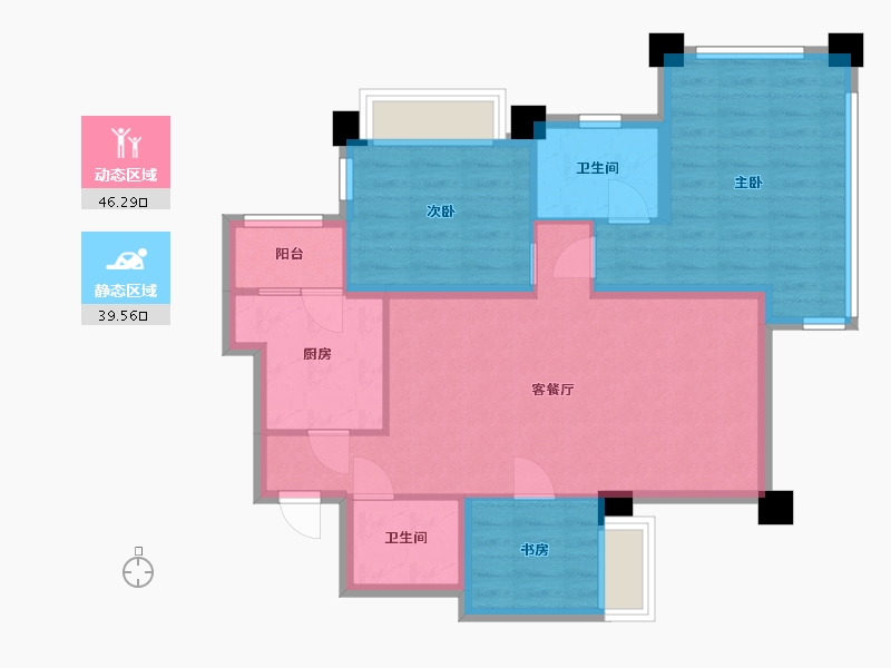 上海-undefined-高尚领域-76.46-户型库-动静分区