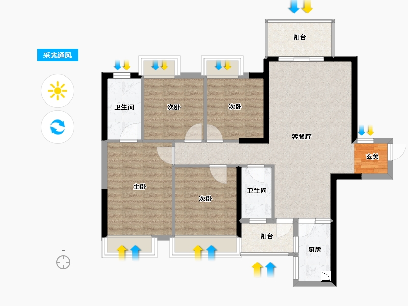 广西壮族自治区-南宁市-隆源学府-95.98-户型库-采光通风