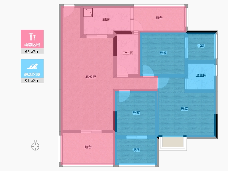 四川省-绵阳市-仁和春天二期·青云上-99.54-户型库-动静分区