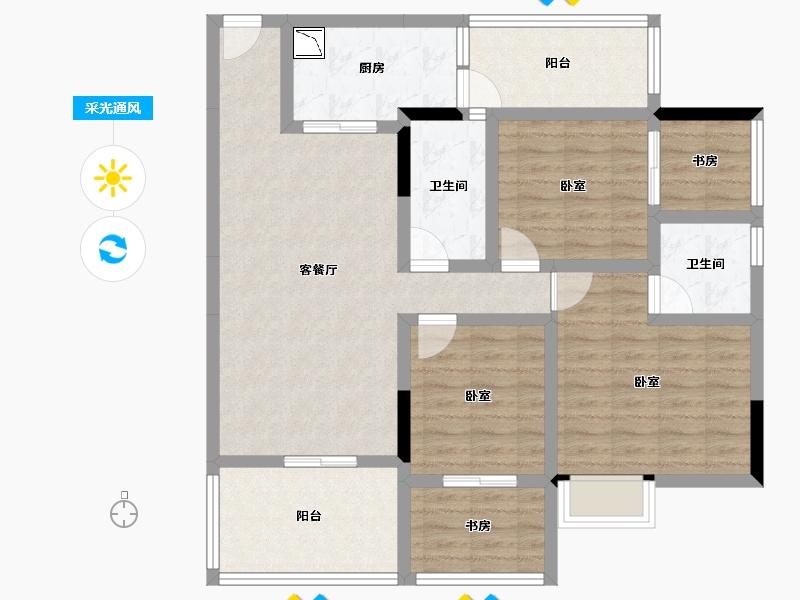 四川省-绵阳市-仁和春天二期·青云上-99.54-户型库-采光通风