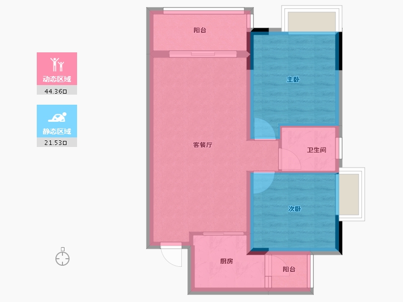 四川省-绵阳市-兴发铂金公馆-58.75-户型库-动静分区