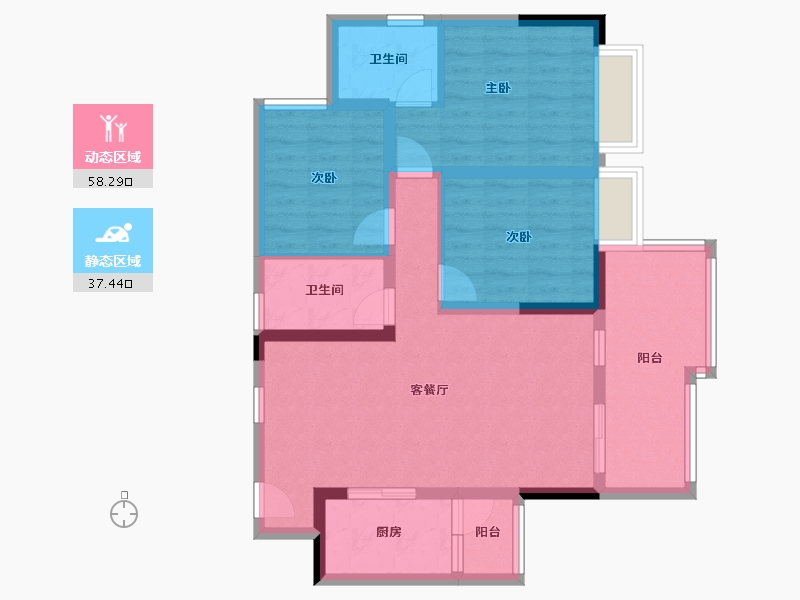 四川省-绵阳市-兴发铂金公馆-84.55-户型库-动静分区