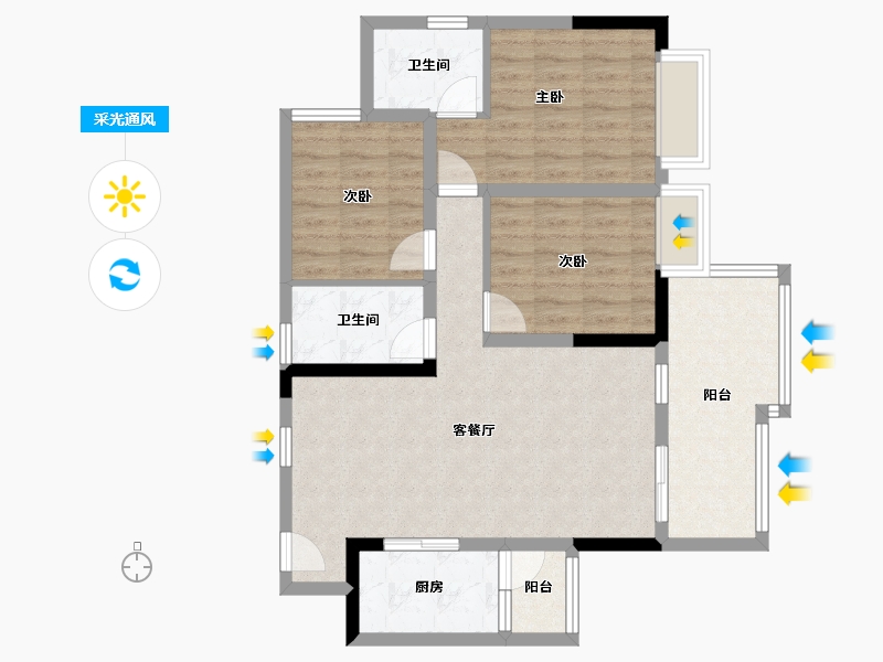 四川省-绵阳市-兴发铂金公馆-84.55-户型库-采光通风