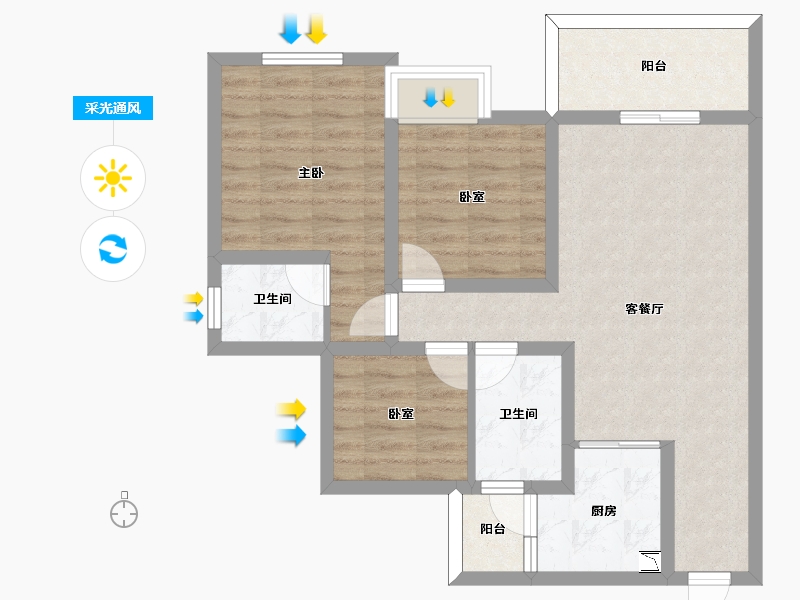 四川省-南充市-远达凤栖大院-73.25-户型库-采光通风