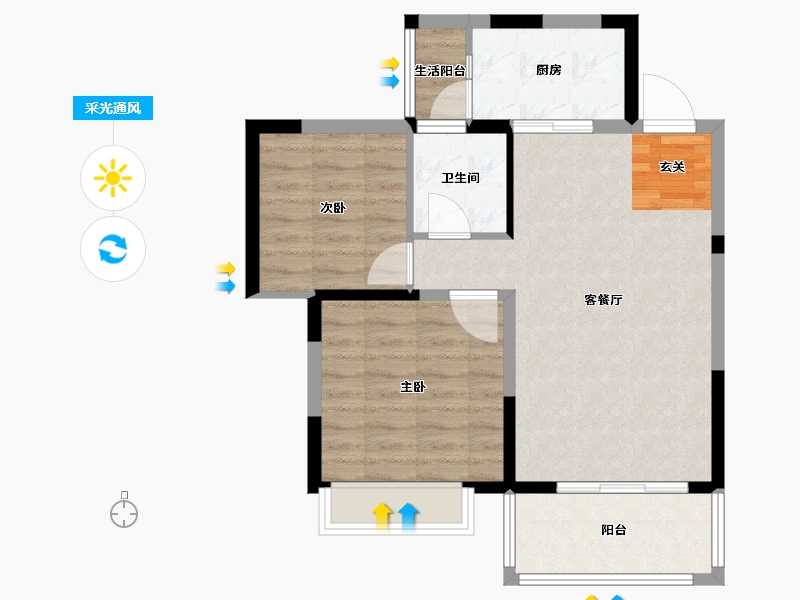 四川省-成都市-孔雀天成-61.62-户型库-采光通风