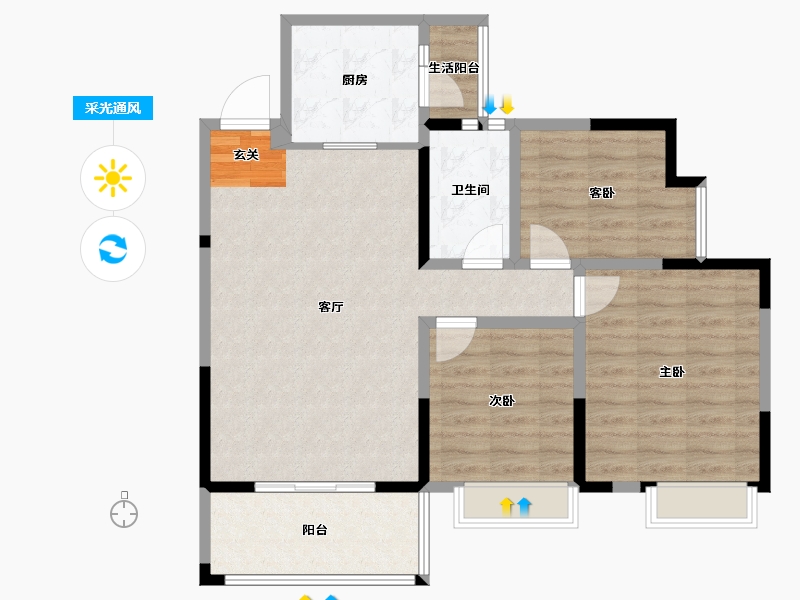 四川省-成都市-孔雀天成-80.48-户型库-采光通风