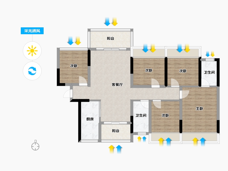 广西壮族自治区-桂林市-鑫屿金河阳光-101.63-户型库-采光通风