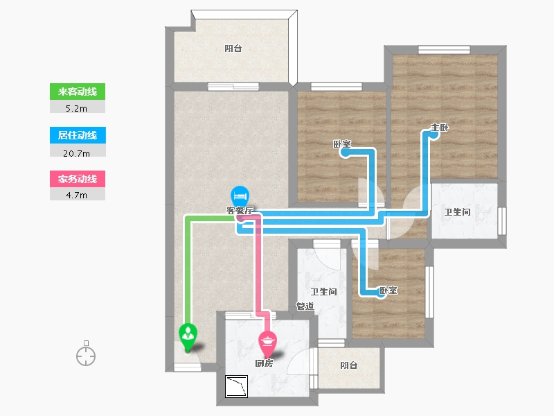 四川省-南充市-鸿通·富春山居-71.00-户型库-动静线