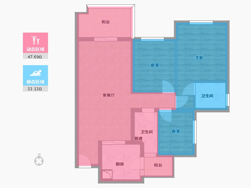 四川省-南充市-鸿通·富春山居-71.00-户型库-动静分区