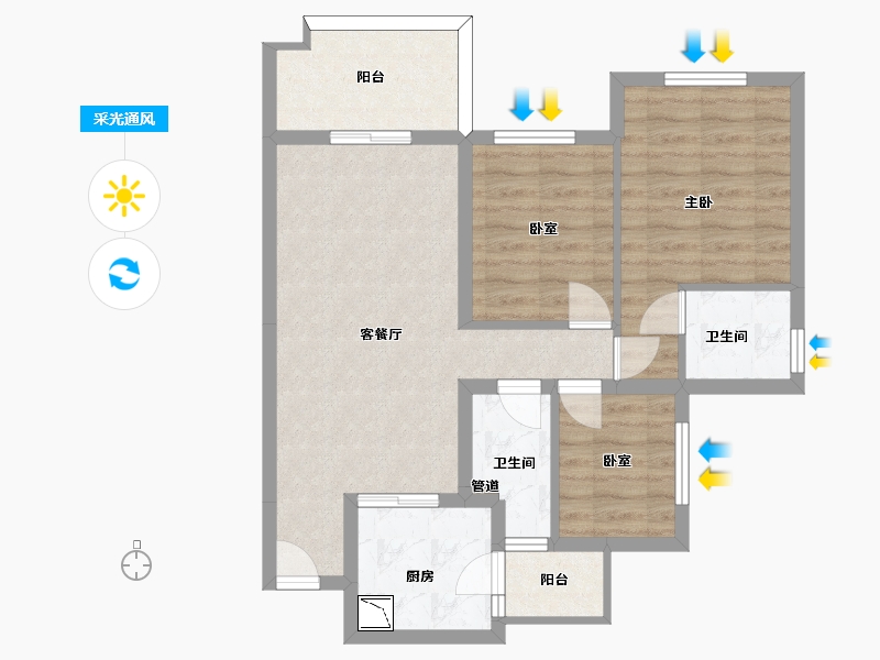 四川省-南充市-鸿通·富春山居-71.00-户型库-采光通风