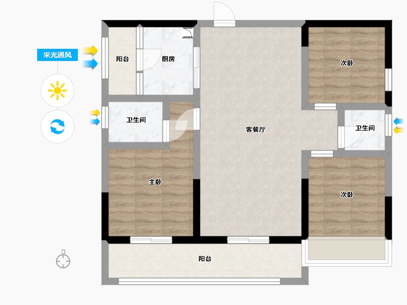 四川省-雅安市-雅原·幸福里-79.17-户型库-采光通风