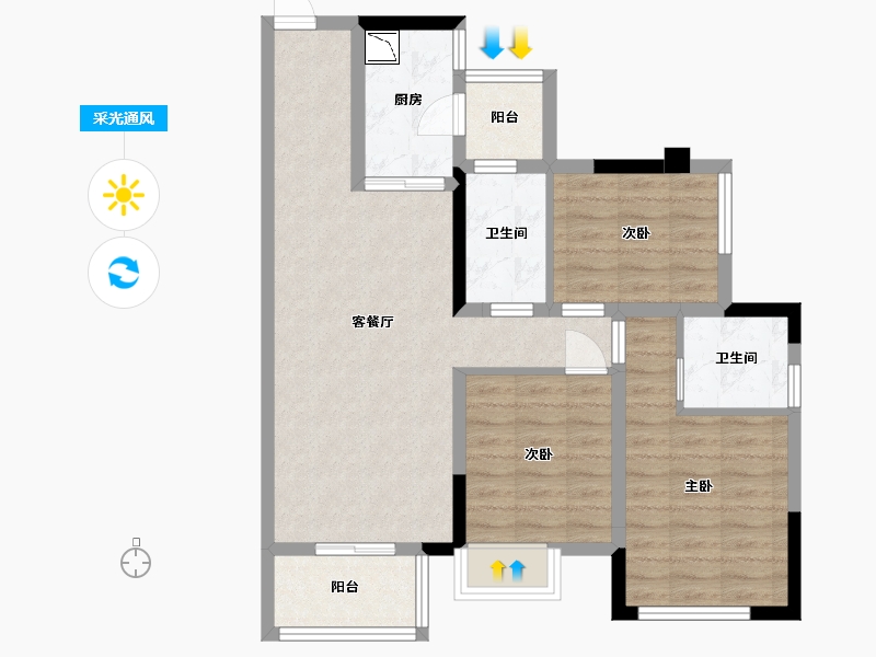 四川省-雅安市-领地·蘭台府3期-77.85-户型库-采光通风