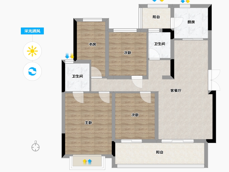 四川省-雅安市-领地·蘭台府3期-97.22-户型库-采光通风