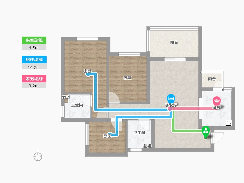 四川省-南充市-鸿通·富春山居-71.00-户型库-动静线