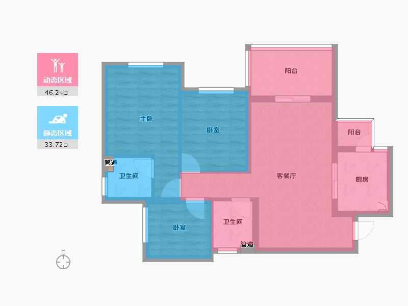 四川省-南充市-鸿通·富春山居-71.00-户型库-动静分区