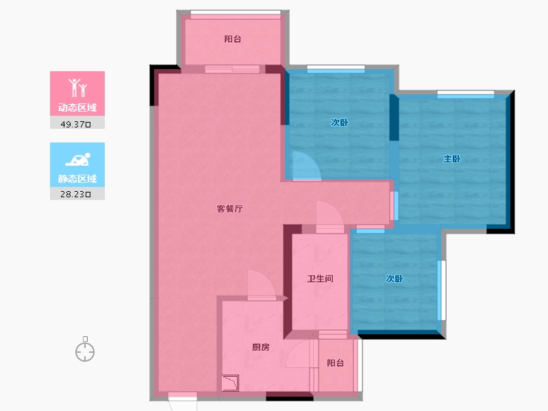 四川省-雅安市-金科·集美书香府-68.27-户型库-动静分区