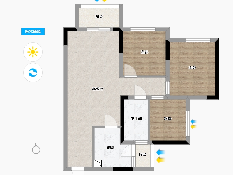 四川省-雅安市-金科·集美书香府-68.27-户型库-采光通风