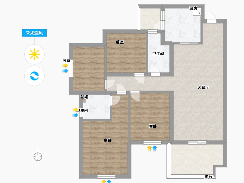 四川省-南充市-鸿通·富春山居-79.00-户型库-采光通风