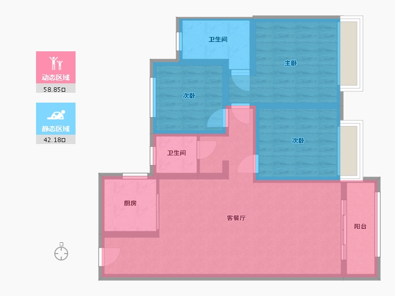 河南省-郑州市-华润悦景湾-89.54-户型库-动静分区