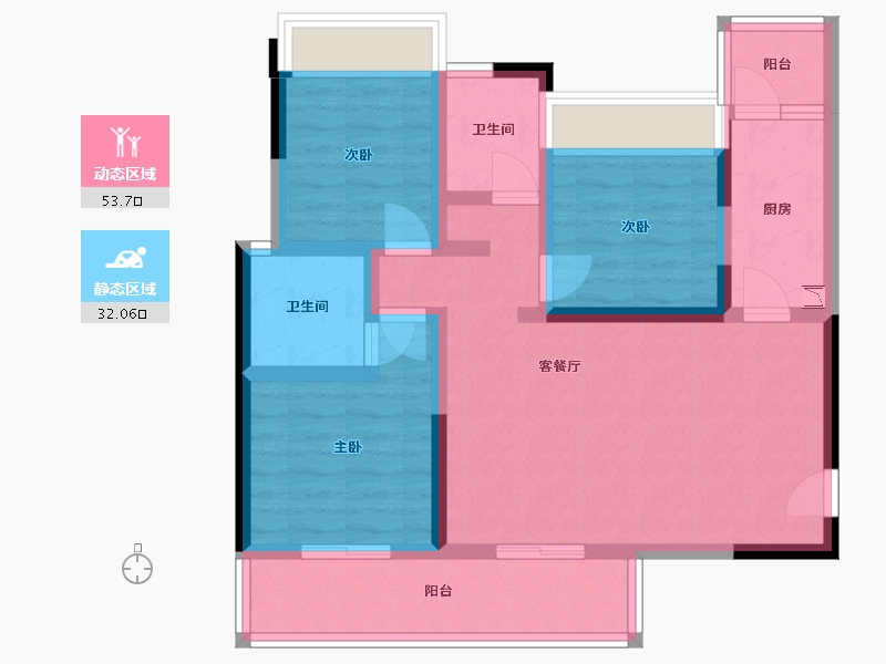 四川省-雅安市-雅原·幸福里-74.38-户型库-动静分区