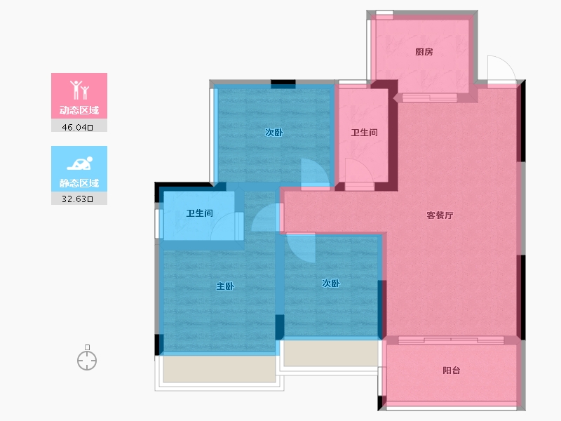 广西壮族自治区-桂林市-鑫屿金河阳光-69.05-户型库-动静分区