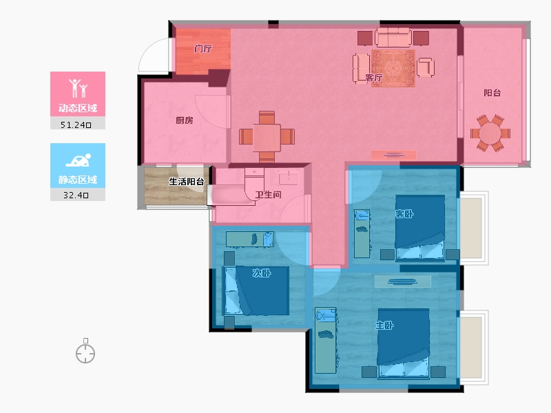 四川省-成都市-孔雀天成-78.03-户型库-动静分区