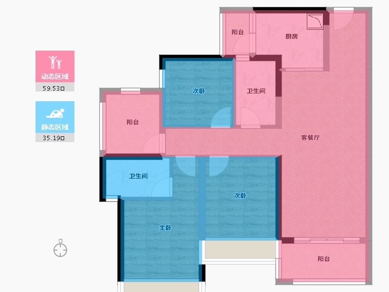 广东省-惠州市-中洲半岛城邦江山美苑5期-83.14-户型库-动静分区