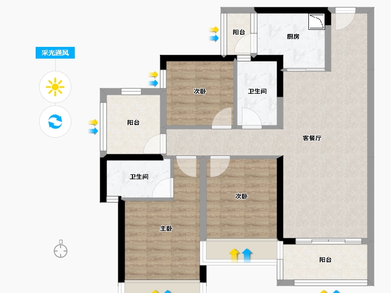 广东省-惠州市-中洲半岛城邦江山美苑5期-83.14-户型库-采光通风