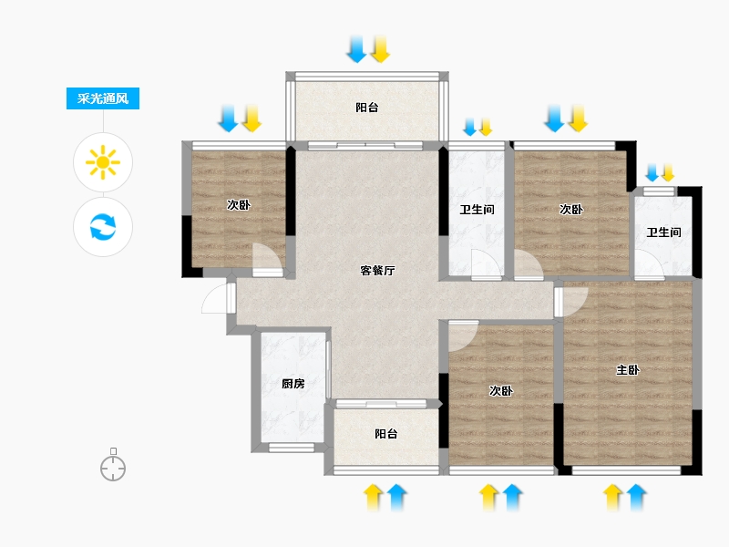 广西壮族自治区-桂林市-鑫屿金河阳光-96.68-户型库-采光通风