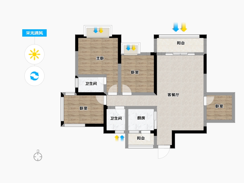 四川省-宜宾市-东湖半岛三期-86.19-户型库-采光通风