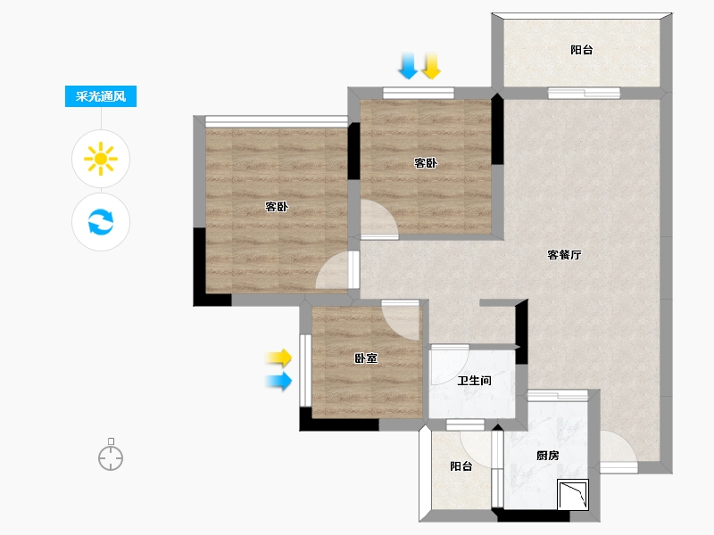 四川省-南充市-鼎仁恒骏府-63.63-户型库-采光通风