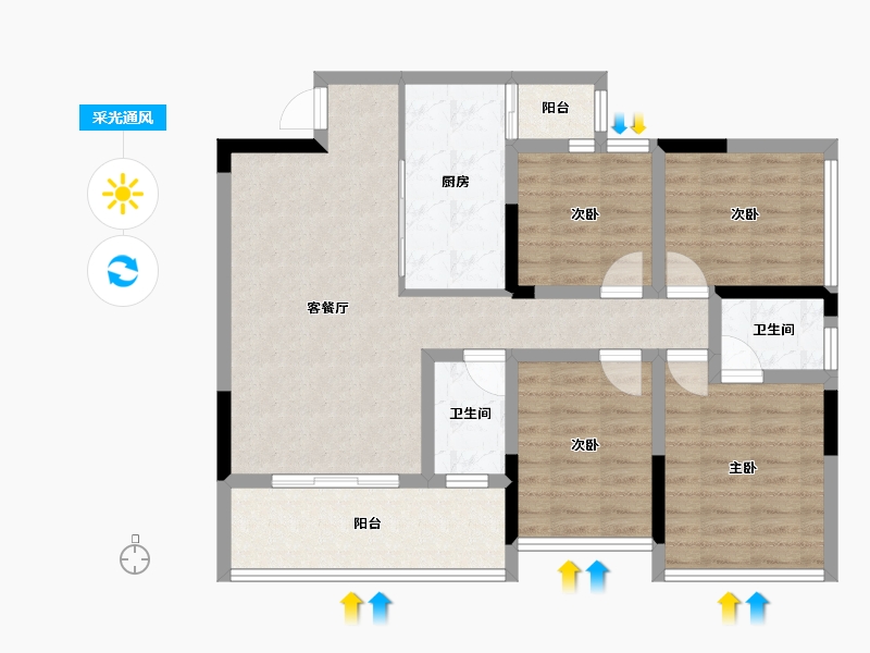 广西壮族自治区-桂林市-鑫屿金河阳光-88.06-户型库-采光通风