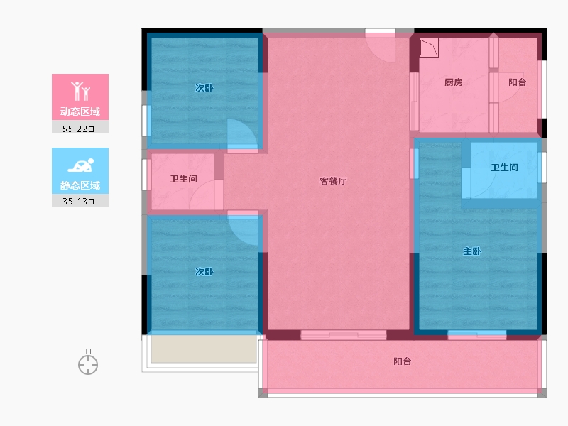 四川省-雅安市-雅原·幸福里-79.31-户型库-动静分区