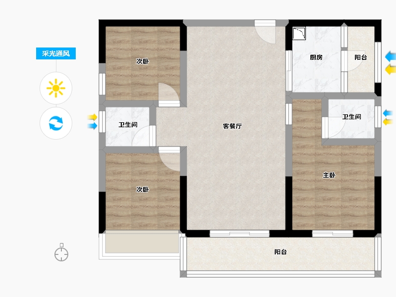 四川省-雅安市-雅原·幸福里-79.31-户型库-采光通风