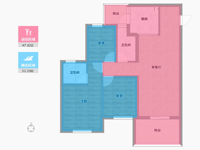 四川省-南充市-鸿通·富春山居-70.00-户型库-动静分区