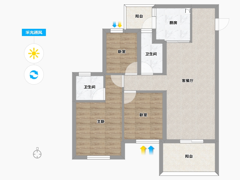 四川省-南充市-鸿通·富春山居-70.00-户型库-采光通风